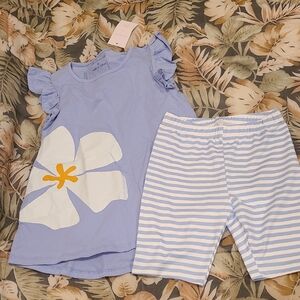 Kids Blue and White Floral Matching Set